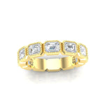 14K Gold Emerald Cut Three Quarter Way East West Eternity Milgrain Bezel Set Lab Grown Diamond Wedding Band Ring Emerald Cut ABB-517.2-LGD  - Abtin & Co.