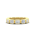 14K Gold Emerald Cut Three Quarter Way East West Eternity Milgrain Bezel Set Lab Grown Diamond Wedding Band Ring Emerald Cut ABB-517.2-LGD  - Abtin & Co.