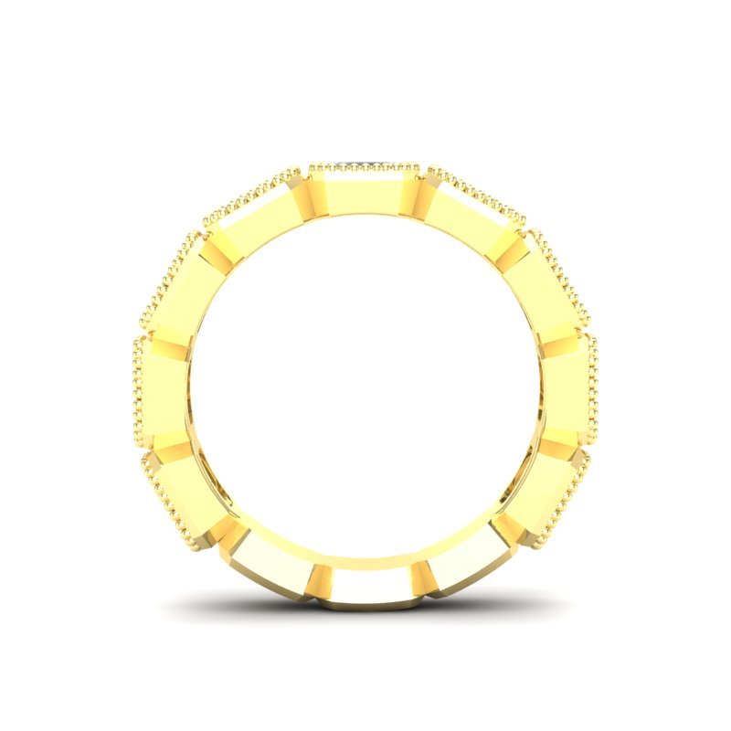 14K Gold Emerald Cut Three Quarter Way East West Eternity Milgrain Bezel Set Lab Grown Diamond Wedding Band Ring Emerald Cut ABB-517.2-LGD  - Abtin & Co.