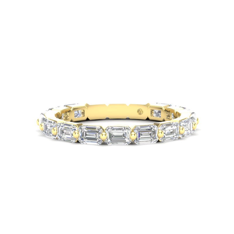 14K Gold Emerald Cut Three Quarter Way East West Eternity Modern Prong Set Lab Grown Diamond Wedding Band Ring Emerald Cut ABB-436.2-LGD  - Abtin & Co.