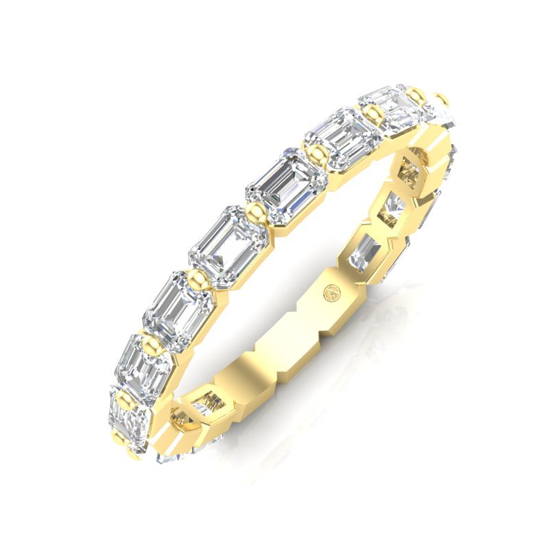 14K Gold Emerald Cut Three Quarter Way East West Eternity Modern Prong Set Lab Grown Diamond Wedding Band Ring Emerald Cut ABB-436.2-LGD  - Abtin & Co.