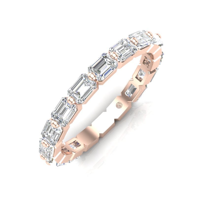 14K Gold Emerald Cut Three Quarter Way East West Eternity Modern Prong Set Lab Grown Diamond Wedding Band Ring Emerald Cut ABB-436.2-LGD  - Abtin & Co.
