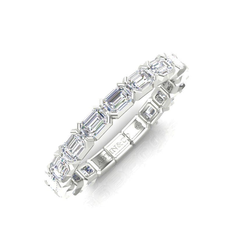 14K Gold Emerald Cut Three Quarter Way East West Eternity Modern Prong Set Lab Grown Diamond Wedding Band Ring Emerald Cut ABB-520.2-LGD  - Abtin & Co.