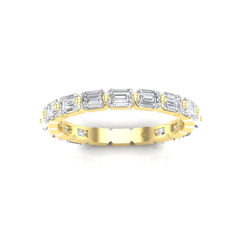 14K Gold Emerald Cut Three Quarter Way East West Eternity Modern Prong Set Lab Grown Diamond Wedding Band Ring Emerald Cut ABB-436.2-LGD  - Abtin & Co.