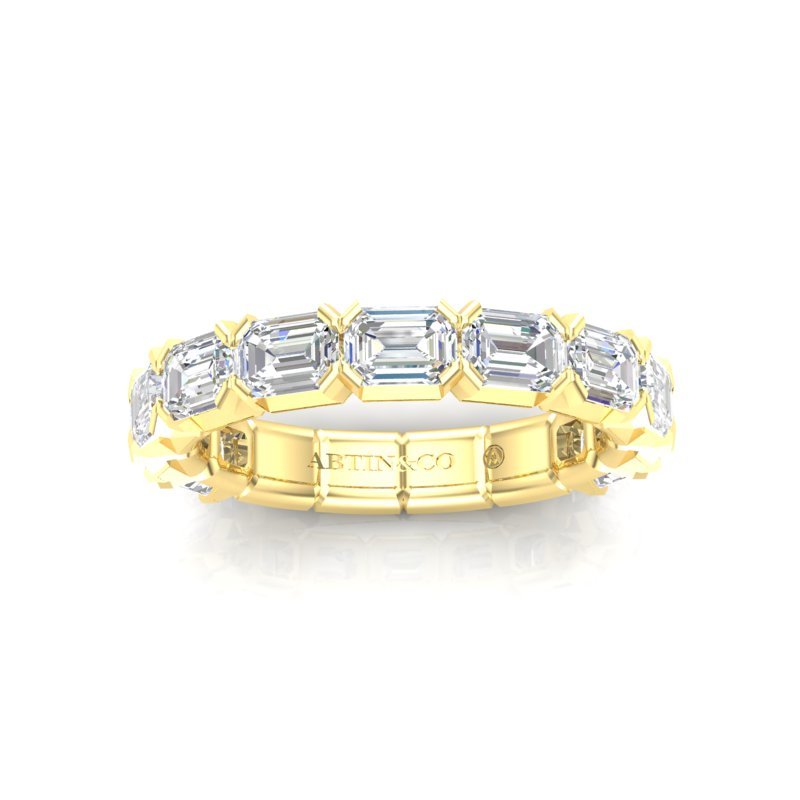 14K Gold Emerald Cut Three Quarter Way East West Eternity Modern Prong Set Lab Grown Diamond Wedding Band Ring Emerald Cut ABB-521.2-LGD  - Abtin & Co.