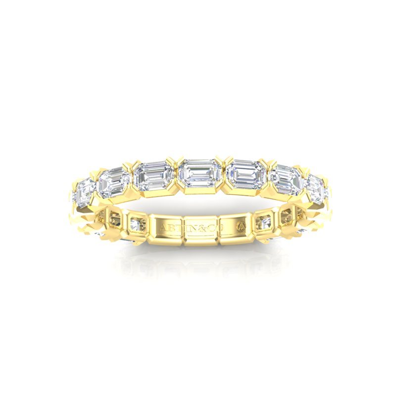 14K Gold Emerald Cut Three Quarter Way East West Eternity Modern Prong Set Lab Grown Diamond Wedding Band Ring Emerald Cut ABB-520.2-LGD  - Abtin & Co.