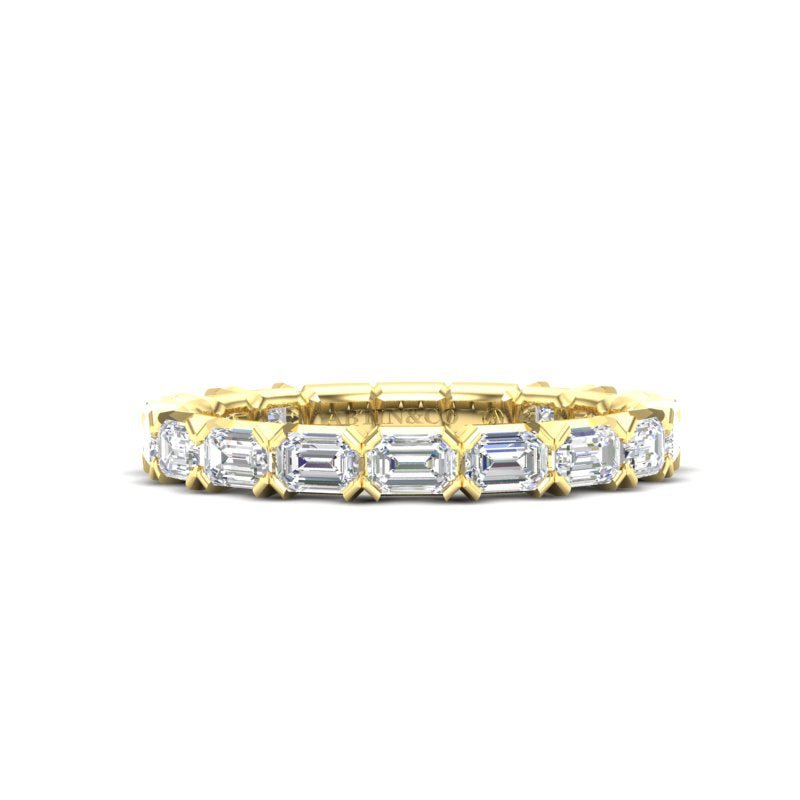 14K Gold Emerald Cut Three Quarter Way East West Eternity Modern Prong Set Lab Grown Diamond Wedding Band Ring Emerald Cut ABB-520.2-LGD  - Abtin & Co.