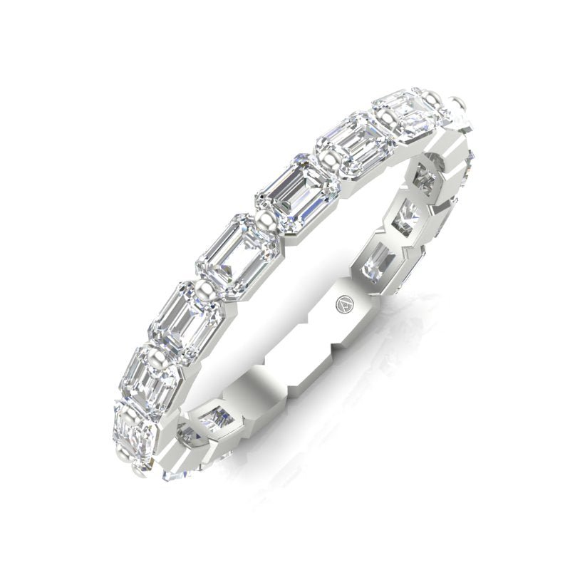 14K Gold Emerald Cut Three Quarter Way East West Eternity Modern Prong Set Lab Grown Diamond Wedding Band Ring Emerald Cut ABB-436.2-LGD  - Abtin & Co.