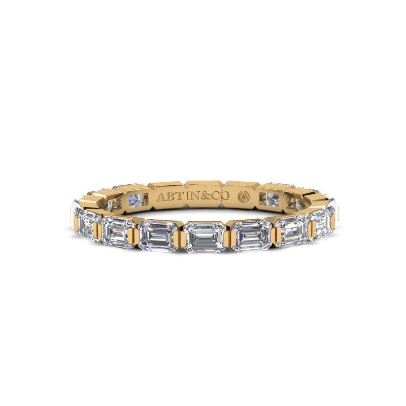 14K Gold Emerald Cut Three Quarter Way East West Eternity Modern Prong Set Lab Grown Diamond Wedding Band Ring Emerald Cut ABB-399.2-LGD  - Abtin & Co.
