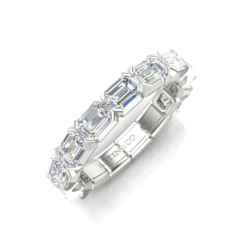 14K Gold Emerald Cut Three Quarter Way East West Eternity Modern Prong Set Lab Grown Diamond Wedding Band Ring Emerald Cut ABB-521.2-LGD  - Abtin & Co.