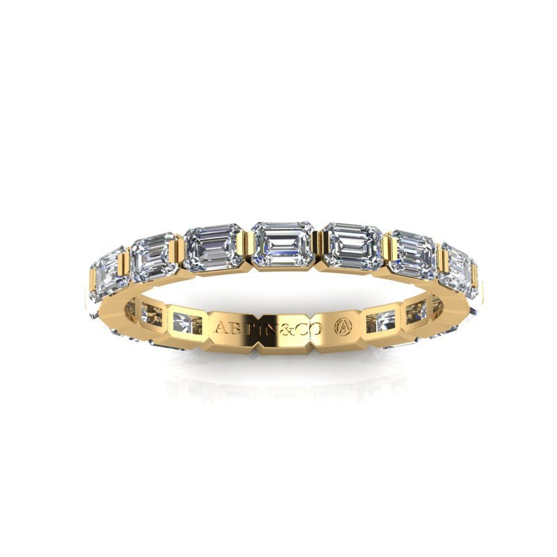 14K Gold Emerald Cut Three Quarter Way East West Eternity Modern Prong Set Lab Grown Diamond Wedding Band Ring Emerald Cut ABB-399.2-LGD  - Abtin & Co.