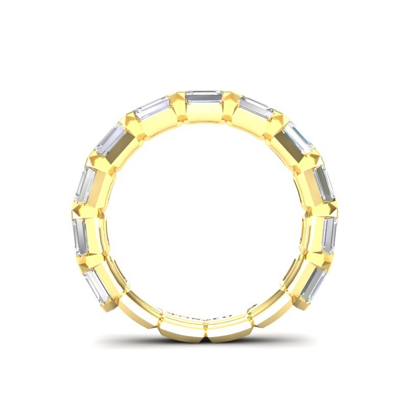 14K Gold Emerald Cut Three Quarter Way East West Eternity Modern Prong Set Lab Grown Diamond Wedding Band Ring Emerald Cut ABB-521.2-LGD  - Abtin & Co.