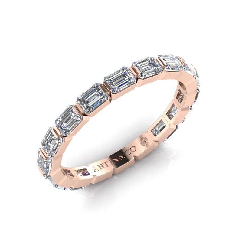 14K Gold Emerald Cut Three Quarter Way East West Eternity Modern Prong Set Lab Grown Diamond Wedding Band Ring Emerald Cut ABB-399.2-LGD  - Abtin & Co.