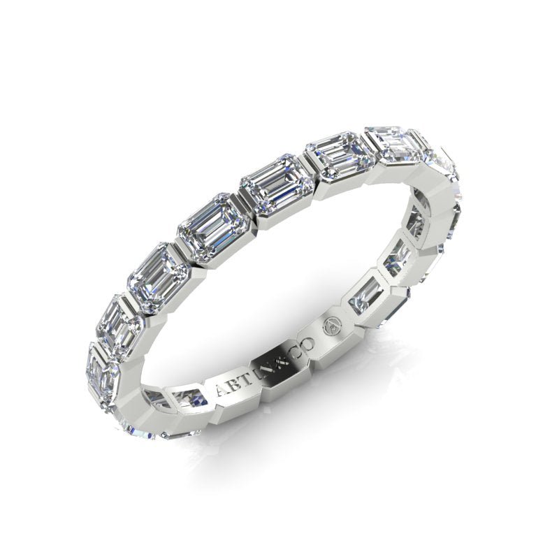 14K Gold Emerald Cut Three Quarter Way East West Eternity Modern Prong Set Lab Grown Diamond Wedding Band Ring Emerald Cut ABB-399.2-LGD  - Abtin & Co.