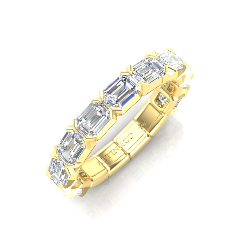 14K Gold Emerald Cut Three Quarter Way East West Eternity Modern Prong Set Lab Grown Diamond Wedding Band Ring Emerald Cut ABB-521.2-LGD  - Abtin & Co.