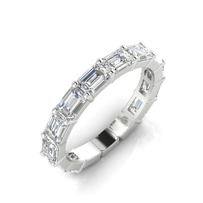 14K Gold Emerald Cut Three Quarter Way East West Eternity Prong Set Lab Grown Diamond Wedding Band Ring Emerald Cut ABB-435.2-LGD  - Abtin & Co.