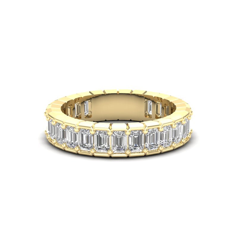 14K Gold Emerald Cut Three Quarter Way Eternity Half Bezel Set Lab Grown Diamond Wedding Band Ring Emerald Cut ABB-396.2-LGD  - Abtin & Co.