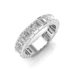 14K Gold Emerald Cut Three Quarter Way Eternity Half Bezel Set Lab Grown Diamond Wedding Band Ring Emerald Cut ABB-396.2-LGD  - Abtin & Co.