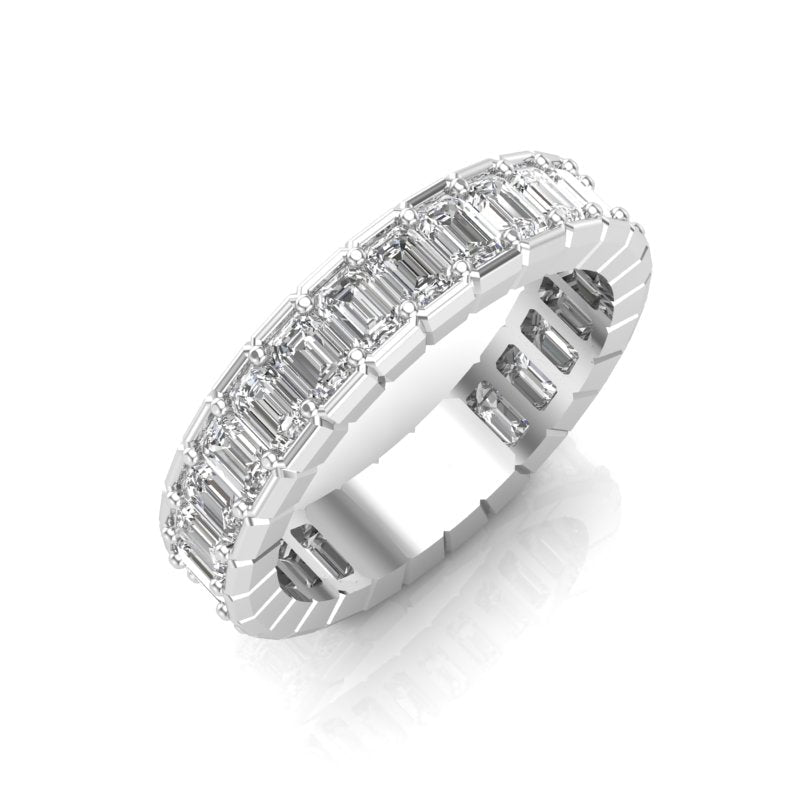 14K Gold Emerald Cut Three Quarter Way Eternity Half Bezel Set Lab Grown Diamond Wedding Band Ring Emerald Cut ABB-396.2-LGD  - Abtin & Co.