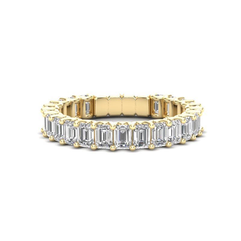 14K Gold Emerald Cut Three Quarter Way Eternity Prong Set Lab Grown Diamond Wedding Band Ring Emerald Cut ABB-395.2-LGD  - Abtin & Co.