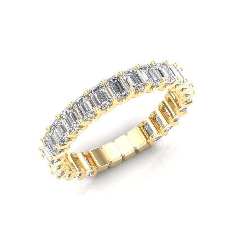 14K Gold Emerald Cut Three Quarter Way Eternity Prong Set Lab Grown Diamond Wedding Band Ring Emerald Cut ABB-395.2-LGD  - Abtin & Co.