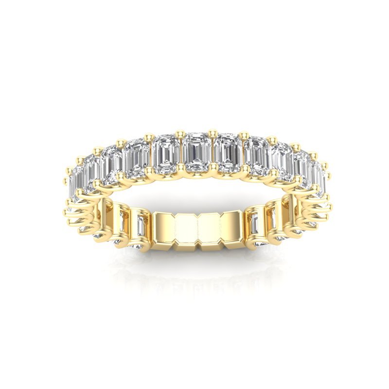 14K Gold Emerald Cut Three Quarter Way Eternity Prong Set Lab Grown Diamond Wedding Band Ring Emerald Cut ABB-395.2-LGD  - Abtin & Co.