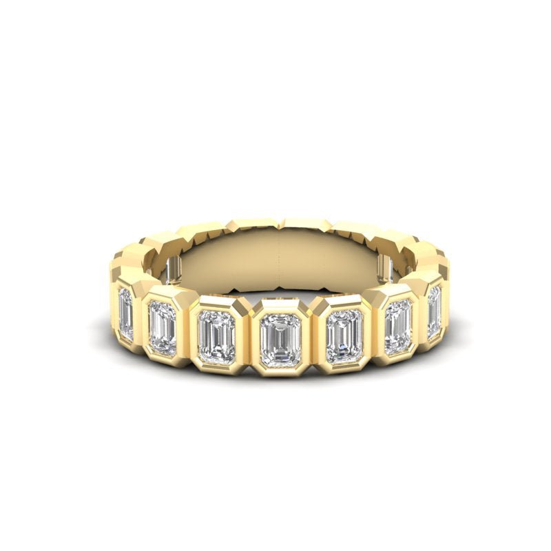 14K Gold Emerald Cut Three Quarter Way Vertical Eternity Bezel Set Lab Grown Diamond Wedding Band Ring Emerald Cut ABB-397.2-LGD  - Abtin & Co.