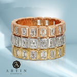 14K Gold Emerald Cut Three Quarter Way Vertical Eternity Bezel Set Lab Grown Diamond Wedding Band Ring Emerald Cut ABB-397.2-LGD  - Abtin & Co.