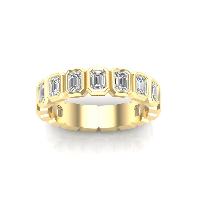 14K Gold Emerald Cut Three Quarter Way Vertical Eternity Bezel Set Lab Grown Diamond Wedding Band Ring Emerald Cut ABB-397.2-LGD  - Abtin & Co.