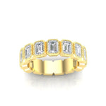 14K Gold Emerald Cut Three Quarter Way Vertical Eternity Milgrain Bezel Set Lab Grown Diamond Wedding Band Ring Emerald Cut ABB-519.2-LGD  - Abtin & Co.