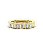 14K Gold Emerald Cut Three Quarter Way Vertical Eternity Milgrain Bezel Set Lab Grown Diamond Wedding Band Ring Emerald Cut ABB-518.2-LGD  - Abtin & Co.