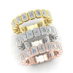 14K Gold Emerald Cut Three Quarter Way Vertical Eternity Milgrain Bezel Set Lab Grown Diamond Wedding Band Ring Emerald Cut ABB-518.2-LGD  - Abtin & Co.