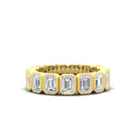 14K Gold Emerald Cut Three Quarter Way Vertical Eternity Milgrain Bezel Set Lab Grown Diamond Wedding Band Ring Emerald Cut ABB-519.2-LGD  - Abtin & Co.