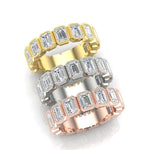 14K Gold Emerald Cut Three Quarter Way Vertical Eternity Milgrain Bezel Set Lab Grown Diamond Wedding Band Ring Emerald Cut ABB-519.2-LGD  - Abtin & Co.