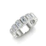 14K Gold Emerald Cut Three Quarter Way Vertical Eternity Milgrain Bezel Set Lab Grown Diamond Wedding Band Ring Emerald Cut ABB-519.2-LGD  - Abtin & Co.