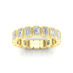 14K Gold Emerald Cut Three Quarter Way Vertical Eternity Milgrain Bezel Set Lab Grown Diamond Wedding Band Ring Emerald Cut ABB-518.2-LGD  - Abtin & Co.