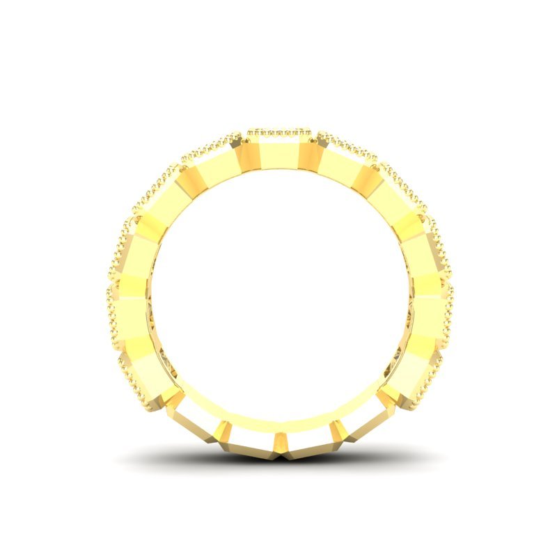 14K Gold Emerald Cut Three Quarter Way Vertical Eternity Milgrain Bezel Set Lab Grown Diamond Wedding Band Ring Emerald Cut ABB-519.2-LGD  - Abtin & Co.