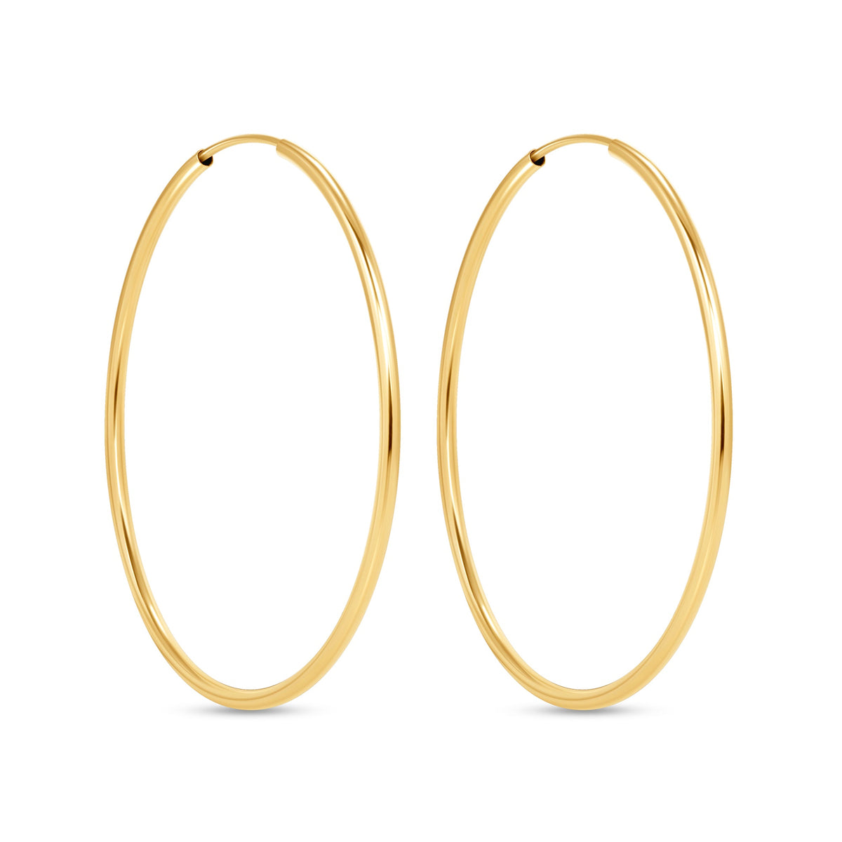 14K Gold Endless Large Tube Hoop earrings Earring ABGE-100.3-1.5-G  - Abtin & Co.