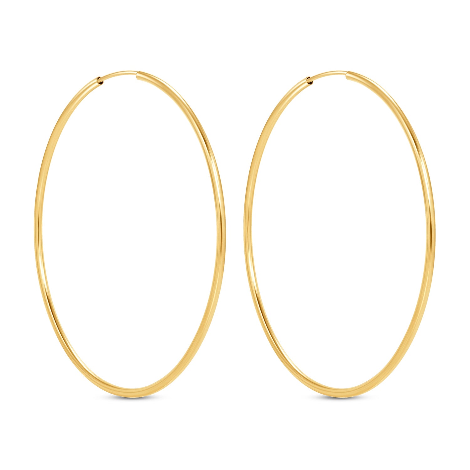 14K Gold Endless Large Tube Hoop earrings Earring ABGE-100.4-1.5-G  - Abtin & Co.