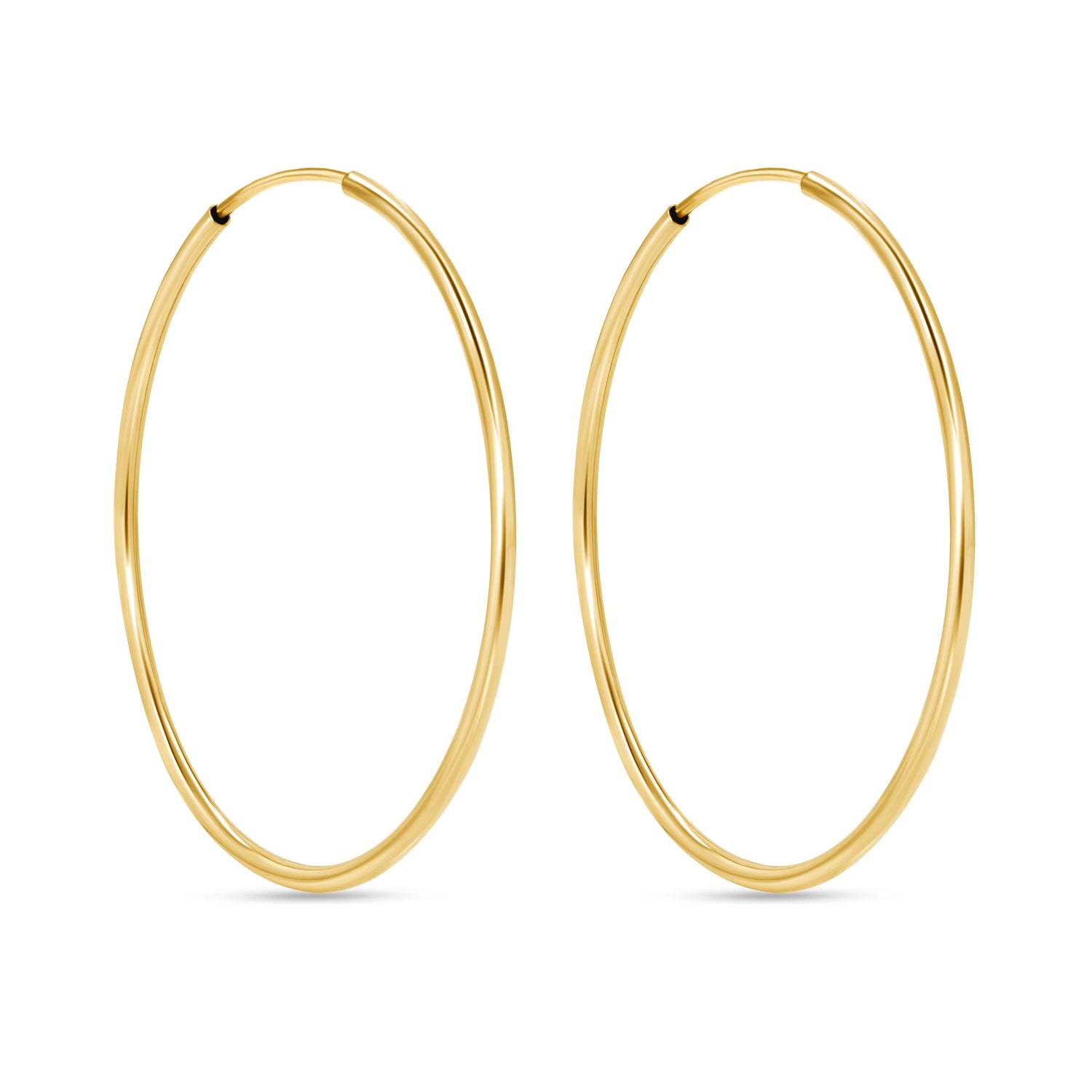 14K Gold Endless Medium Tube Hoop earrings Earring ABGE-100.2-1.5-G  - Abtin & Co.