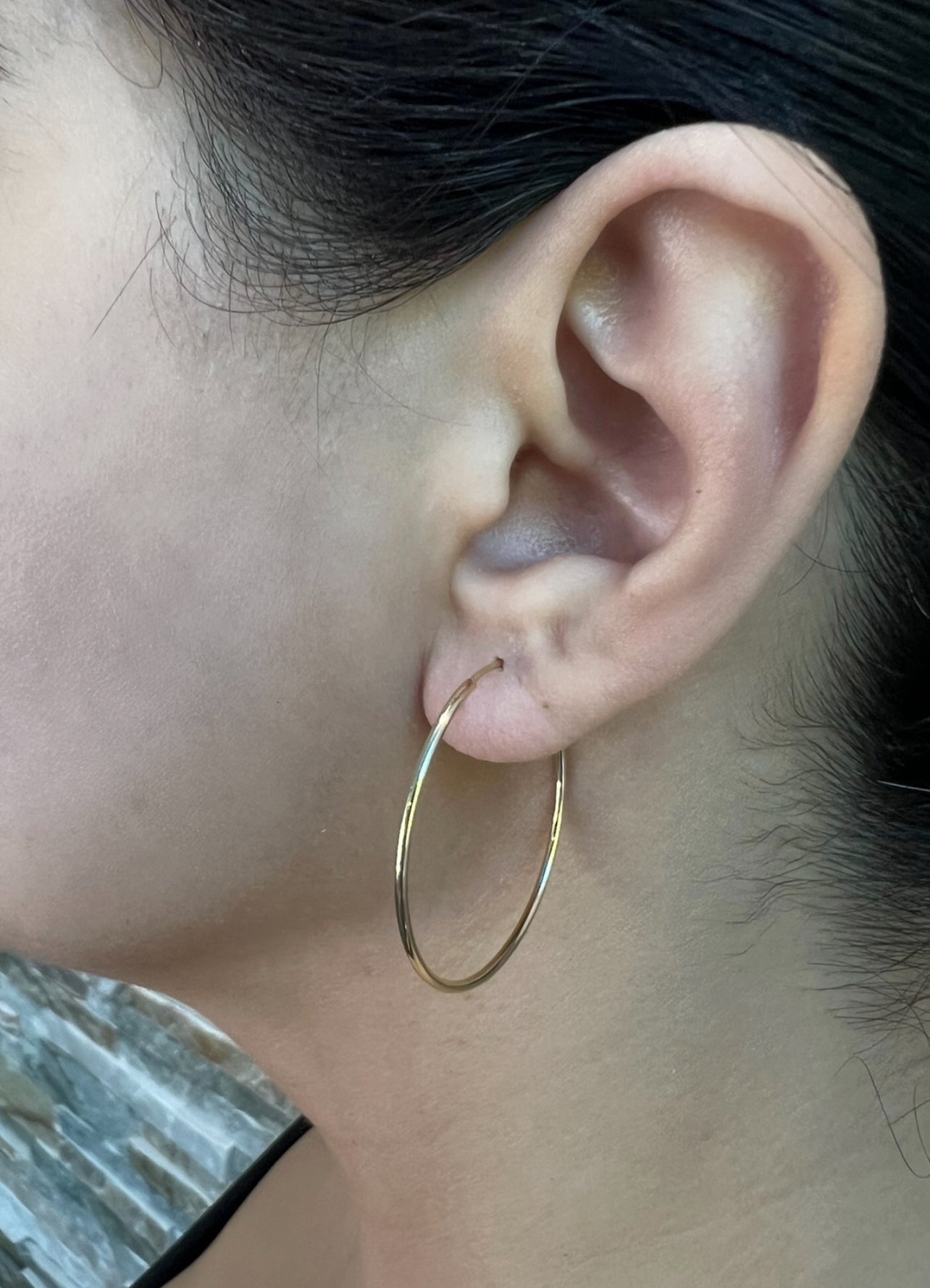 14K Gold Endless Medium Tube Hoop earrings Earring ABGE-100.2-1.5-G  - Abtin & Co.