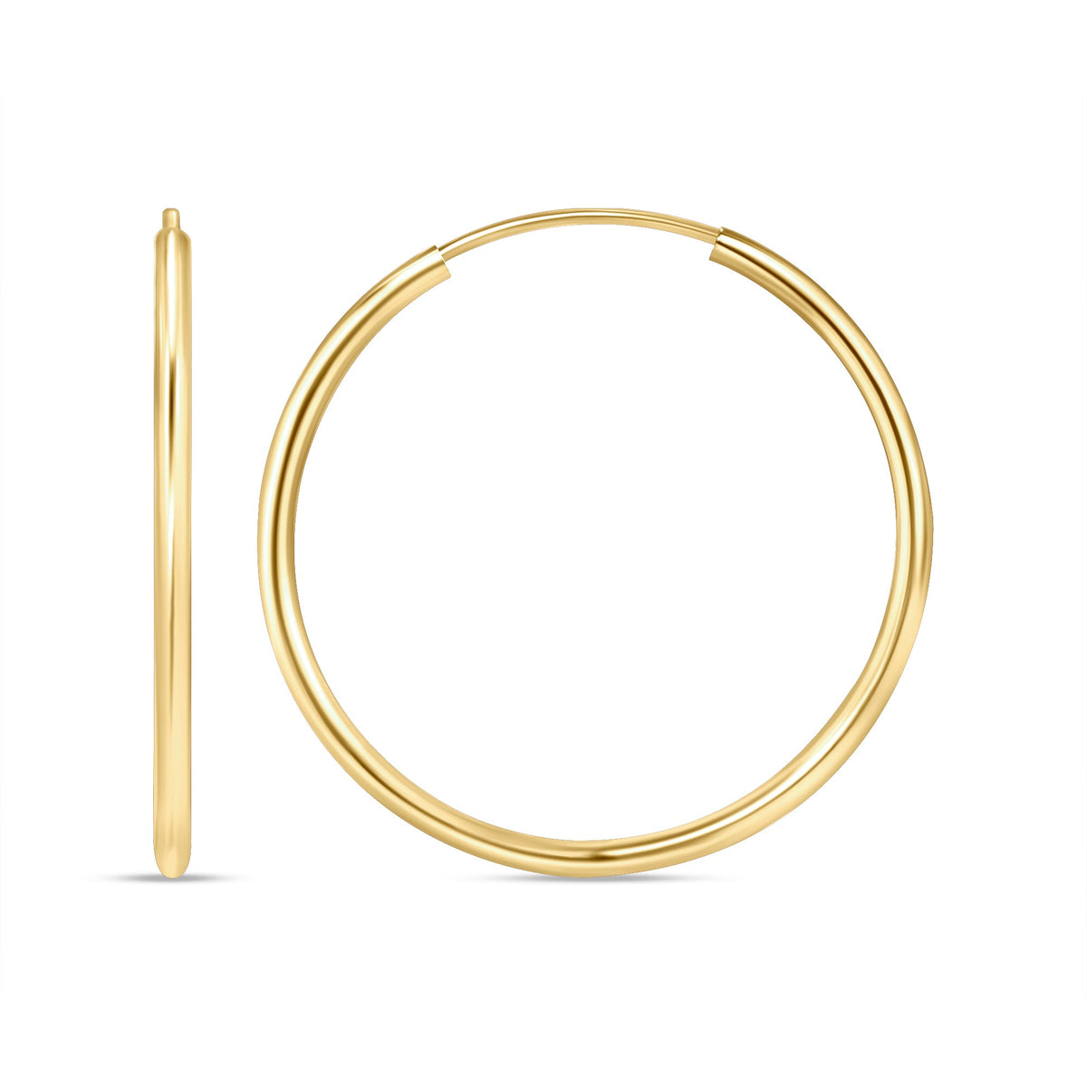 14K Gold Endless Tube Hoop earrings Earring ABGE-100.1-1.5-G  - Abtin & Co.