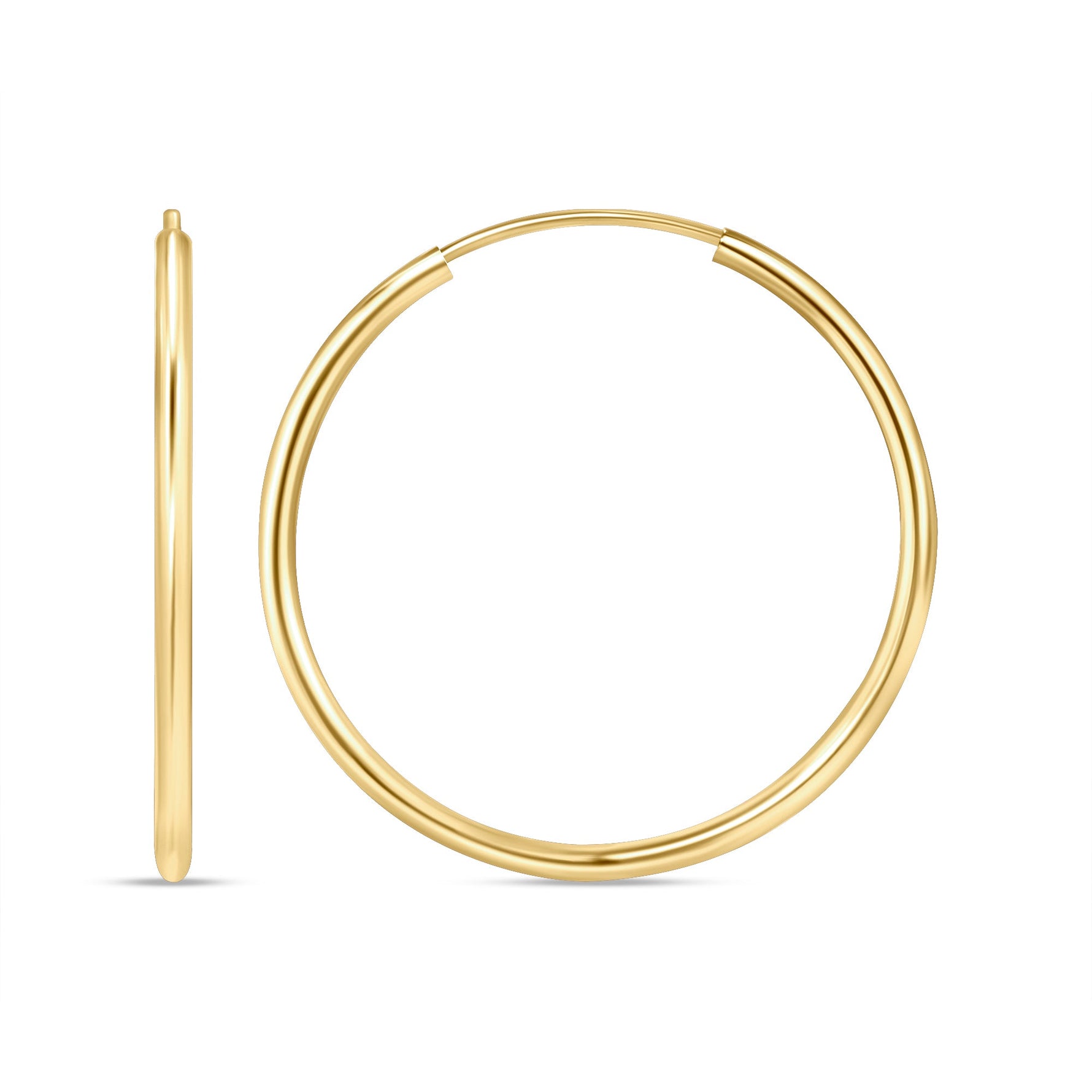 14K Gold Endless Tube Hoop earrings Earring ABGE-100.1-1.5-G  - Abtin & Co.