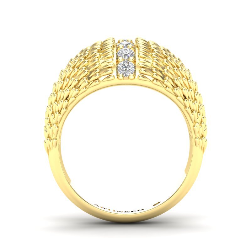 14K Gold Fancy Dome Diamond Ring Band Ring ABB-620.3-D-3  - Abtin & Co.