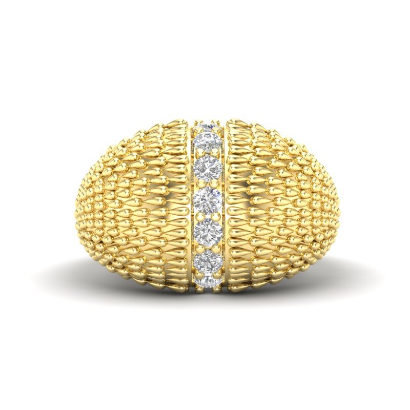 14K Gold Fancy Dome Diamond Ring Band Ring ABB-620.3-D-3  - Abtin & Co.