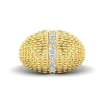 14K Gold Fancy Dome Diamond Ring Band Ring ABB-620.3-D-3  - Abtin & Co.