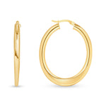 14K Gold Flat Bottom Oval Hoop Earrings Earring ABGE-118-G  - Abtin & Co.