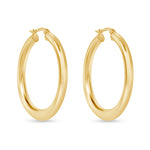 14K Gold Flat Bottom Oval Hoop Earrings Earring ABGE-118-G  - Abtin & Co.