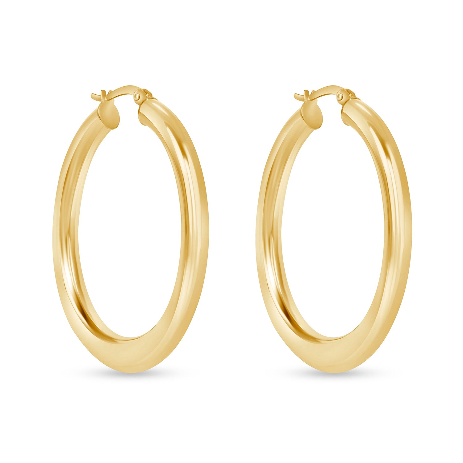 14K Gold Flat Bottom Oval Hoop Earrings Earring ABGE-118-G  - Abtin & Co.