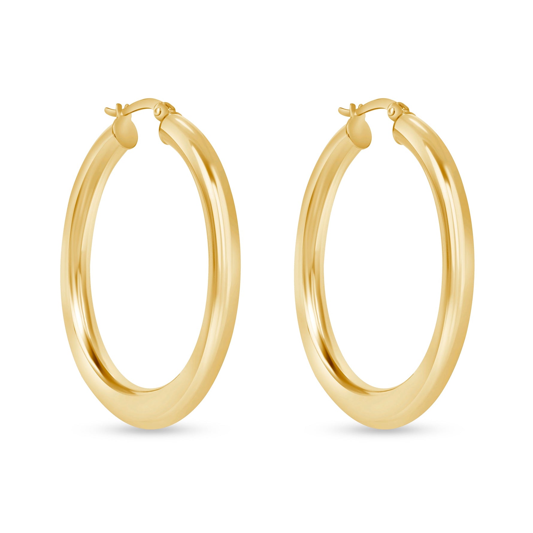 14K Gold Flat Bottom Oval Hoop Earrings Earring ABGE-118-G  - Abtin & Co.